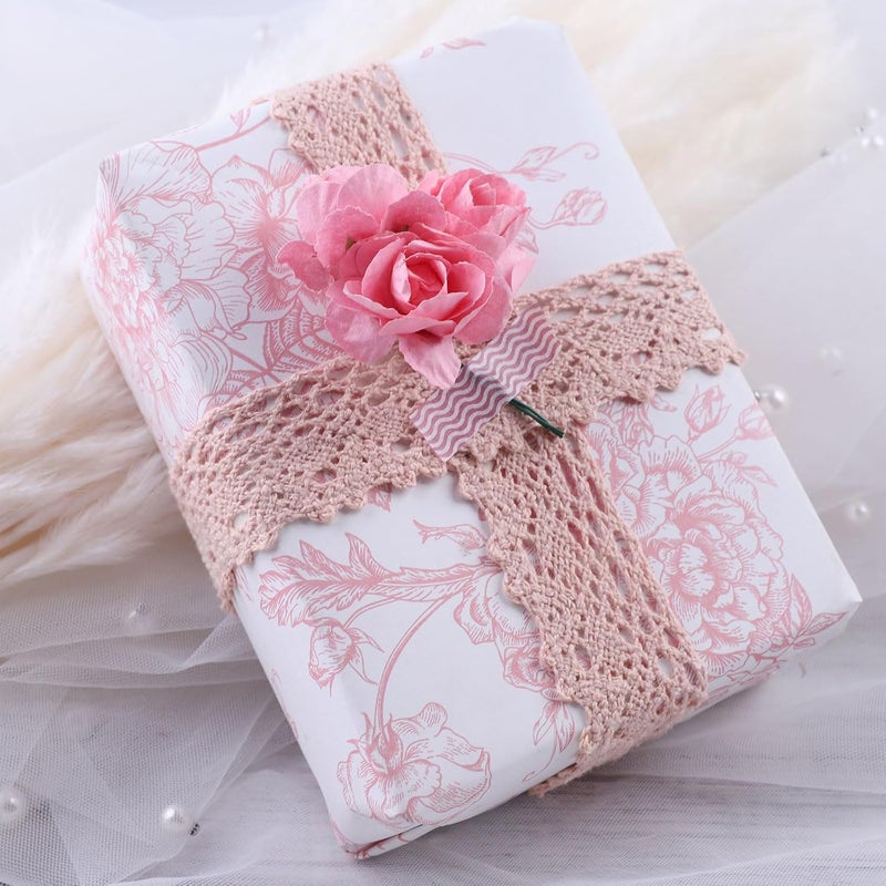 DYSHIPEN 20 Yards x 1 Inch Lace Ribbon Vintage Lace Trim Crochet Cotton Lace Edge for Christmas Package DIY Sewing Wedding Bridal Dress,Costume,Crafts and Sewing (Dark Beige) - Image 5
